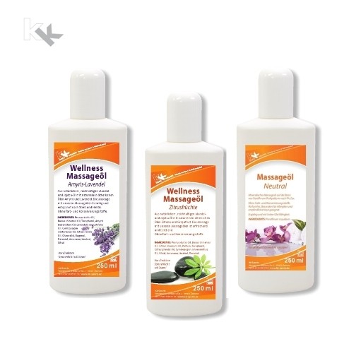 KK Wellness Massageöl Set | Amyris-Lavendel | Zitrusfrüchte | Neutral | 3 x 250 ml