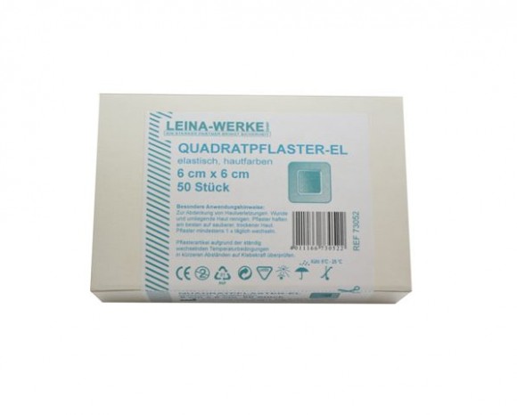 Quadratpflaster | Elastisch | Hautfarben | 6 cm x 6 cm | 50-teilig | 73052