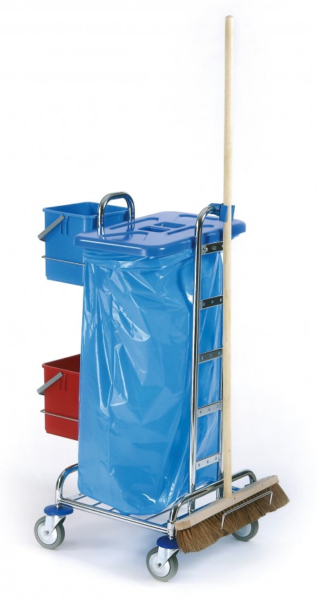 Putzwagen verchromt (ohne Deckel, Sack und Besen)