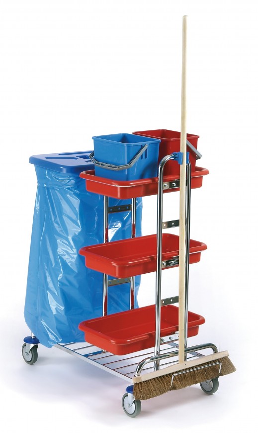 Putzwagen 2, verchromt (ohne Deckel, Sack und Besen)